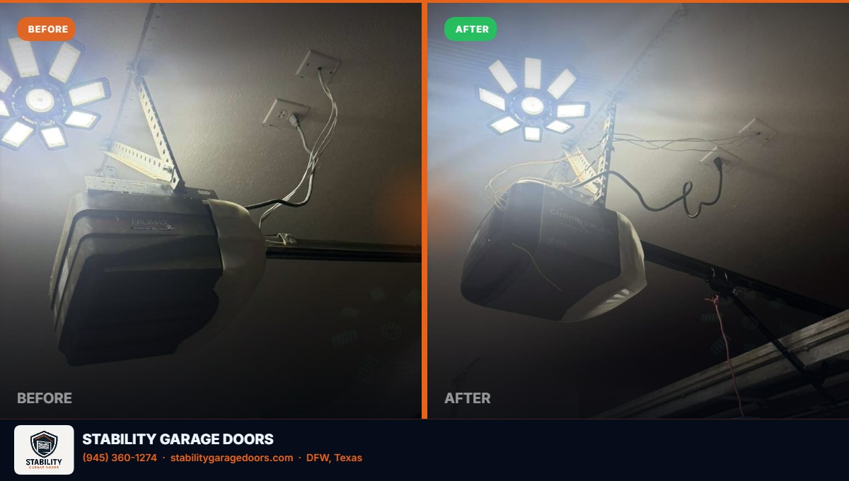 Garage door installation before and after DFW TX